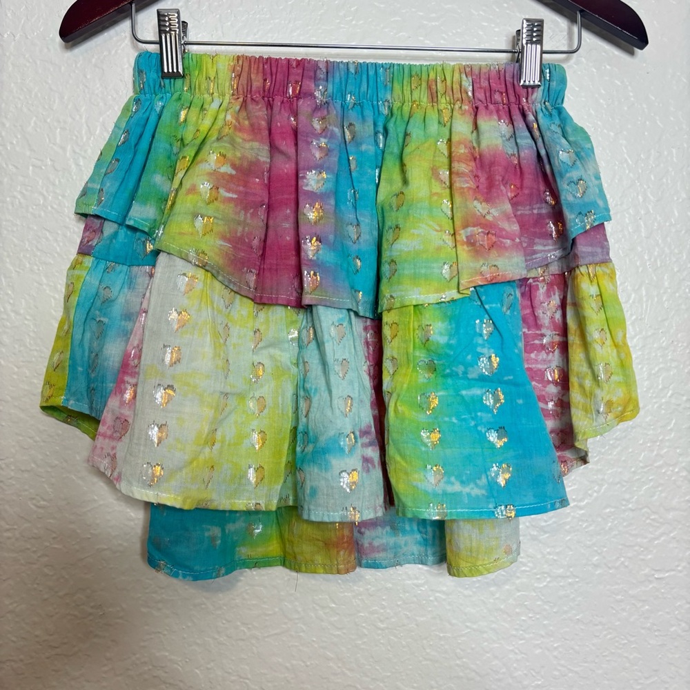 NWT Koch Sunset Charm Tie Dye Ruffle Tier Ivy Mini Skirt Size Medium - Picture 3 of 7
